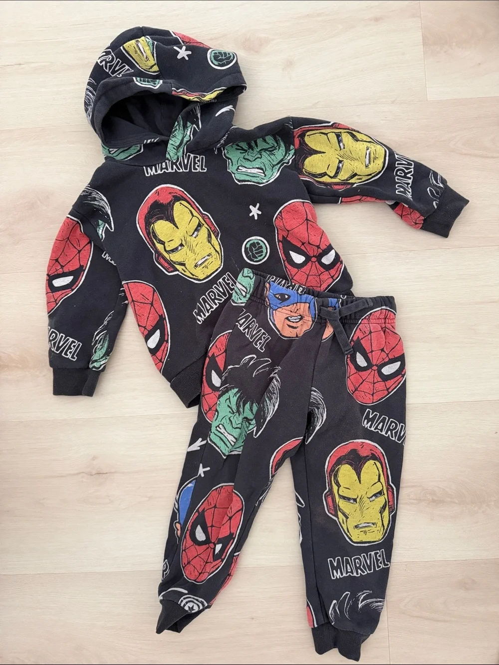 Marvel Kids Black Superhero Hoodie & Jogger Set